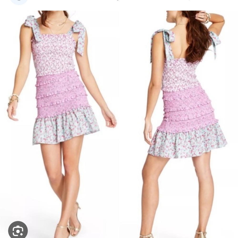 LoveShackFancy for Target Adeline Tie-Strap Smocked Ruffle Dress in size M